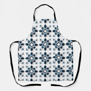 Tablier Conception Abstraite Géométrique en Bleu et Blanc