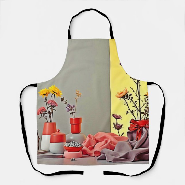 Tablier Conception d'arrangement jaune rouge vibrant (Recto)