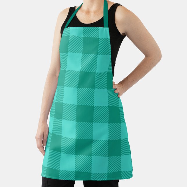 Tablier Conception de carreaux Gingham sarcelle et turquoi (Créateur téléchargé)