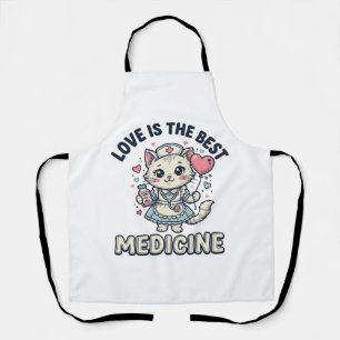 Tablier Conception de chat infirmière mignonne L'amour est