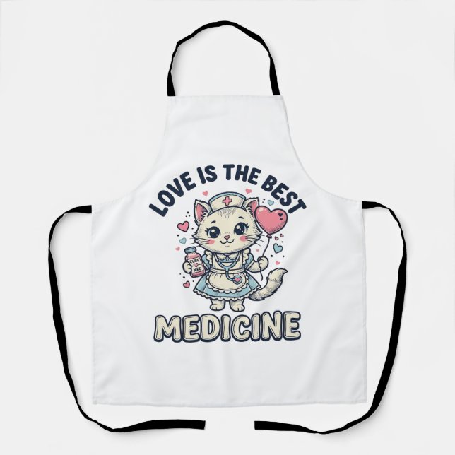 Tablier Conception de chat infirmière mignonne L'amour est (Recto)