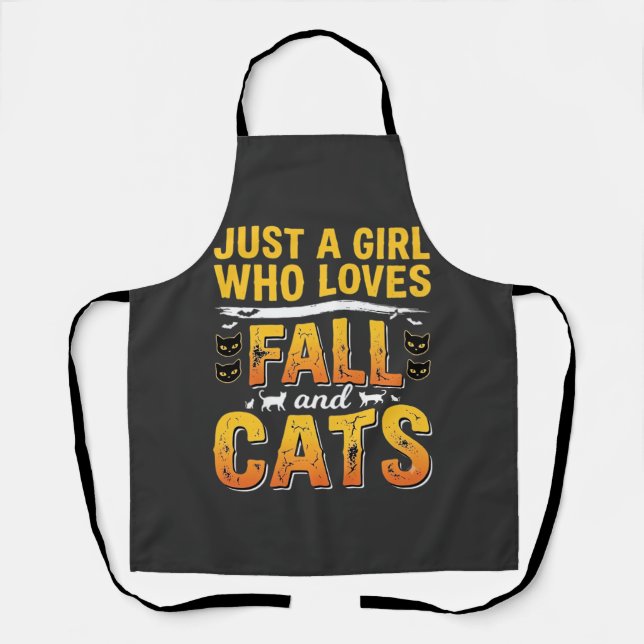 Tablier Conception de chats fille d'automne Halloween_1 (Recto)