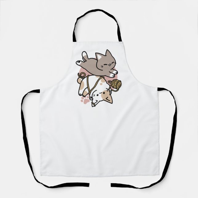 Tablier Conception de chats mignons et joueurs – Art de pa (Recto)