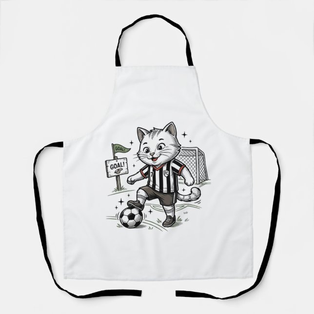 Tablier Conception de chemise de gravure de chat de footba (Recto)