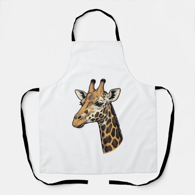 Tablier Conception de chemise de portrait de girafe gravur (Recto)
