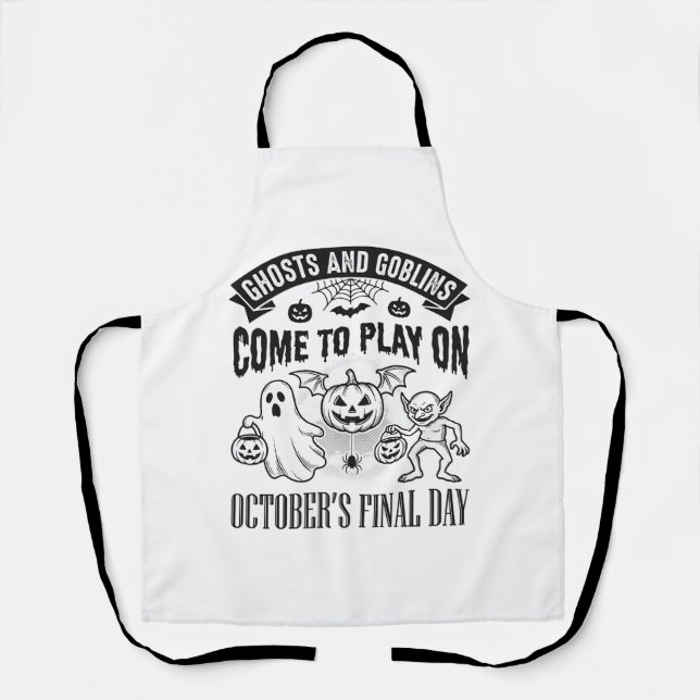Tablier Conception de chemise Halloween Fantômes et Gobeli (Recto)