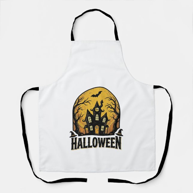 Tablier Conception de chemise Halloween Maison Hantée Vint (Recto)