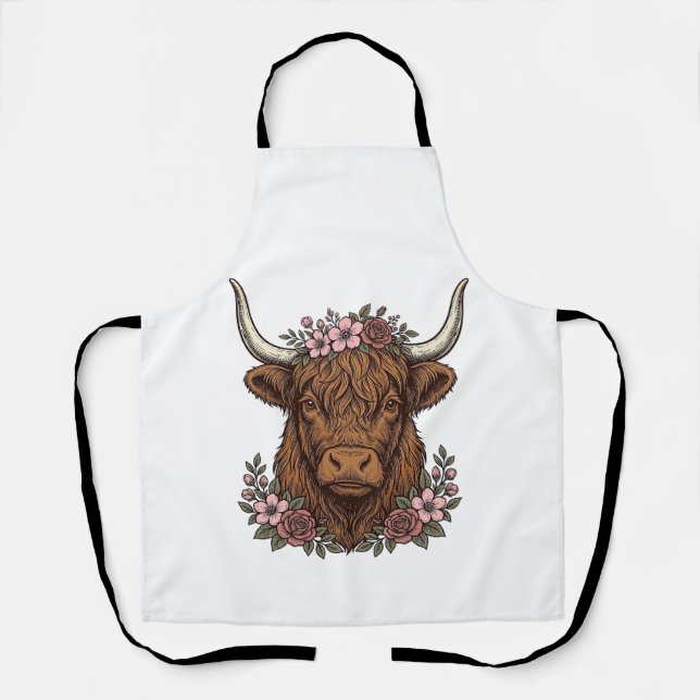 Tablier Conception de chemise vectorielle de vache highlan (Recto)