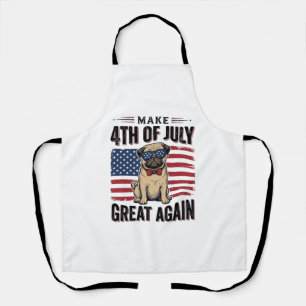 Tablier Conception de chemise vintage patriotique Pug du 4