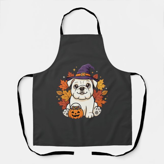 Tablier Conception de chien de citrouille d'Halloween de B (Recto)