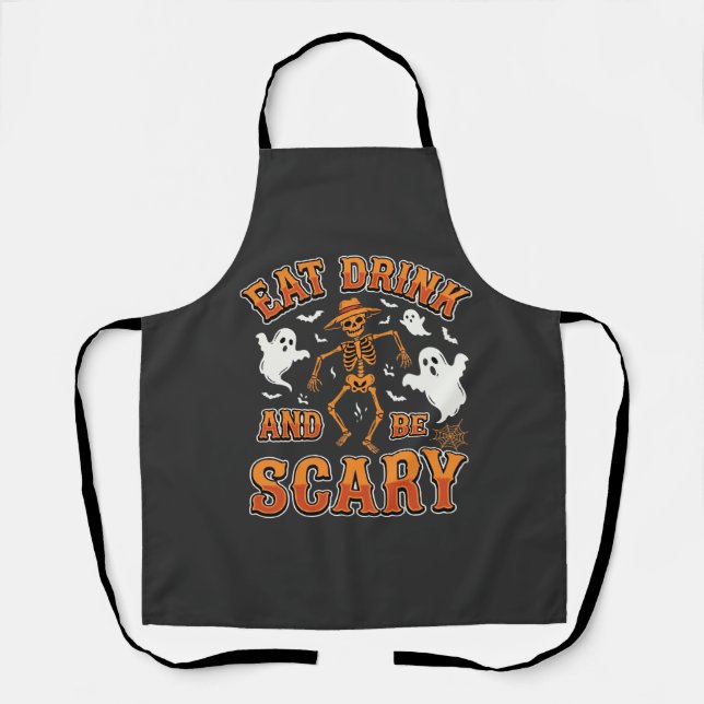 Tablier Conception de fantôme effrayant pour manger et boi (Recto)