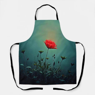 Tablier Conception de Fleur Rouge Épanouie dans la Brume S