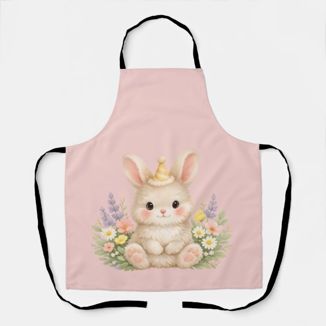 Tablier Conception de fleur sauvage de lapin duveteux pour (Recto)