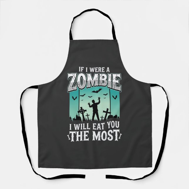 Tablier Conception de Halloween Zombie Je vais te manger_1 (Recto)