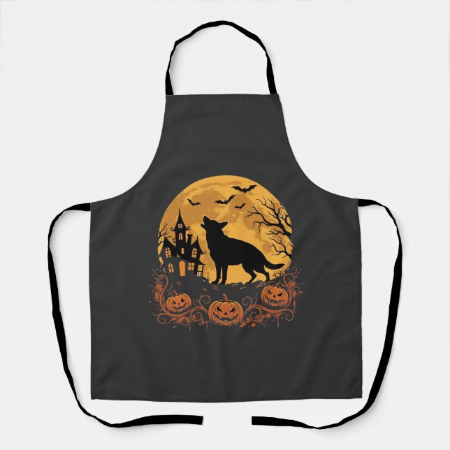 Tablier Conception de lune de Halloween de berger allemand (Recto)