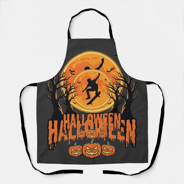 Tablier Conception de Lune de Skateboard Halloween Hallowe (Recto)