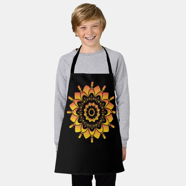 Tablier Conception de mandala unique doré (Porté)