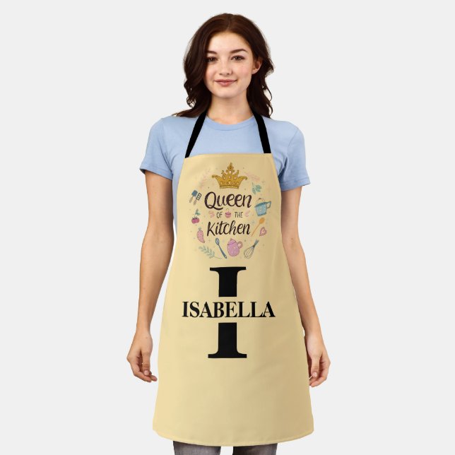 Tablier Conception de monogramme de nom de reine de cuisin (Porté)