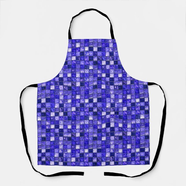 Tablier Conception de mosaïque bleue abstraite avec textur (Recto)