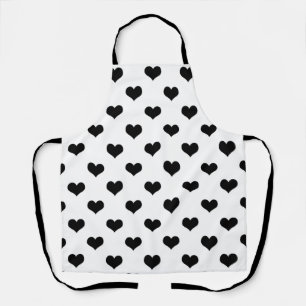 Tablier Conception de motif de cœur d'amour noir et blanc