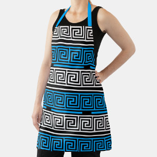 Tablier Conception de motif de frise à clé grecque bleu no