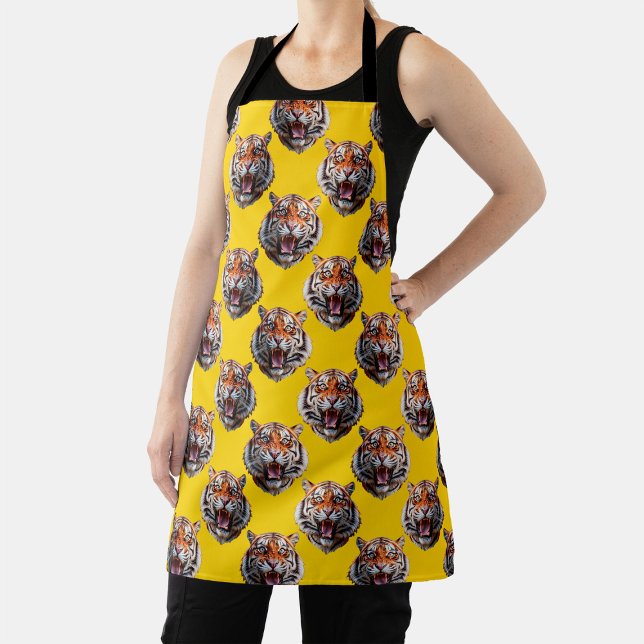 Tablier Conception de motif de tête de tigre jaune  (Créateur téléchargé)