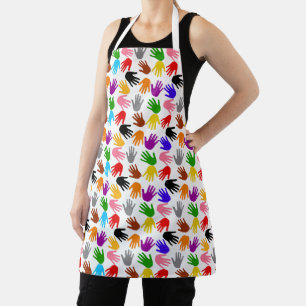 Tablier Conception de motif d'empreinte de main colorée bl