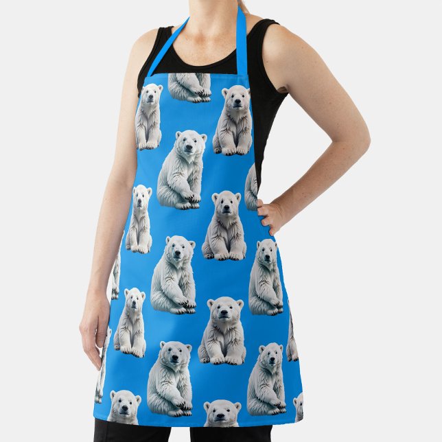 Tablier Conception de motif d'ours polaire bleu  (Créateur téléchargé)