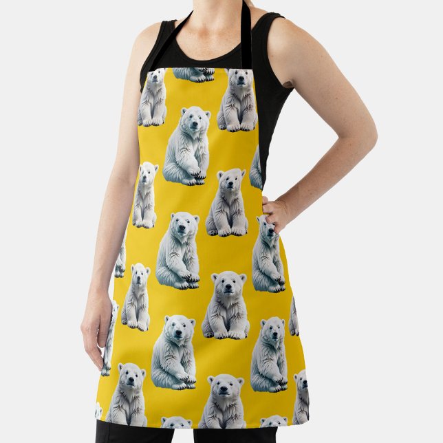 Tablier Conception de motif d'ours polaire jaune  (Créateur téléchargé)
