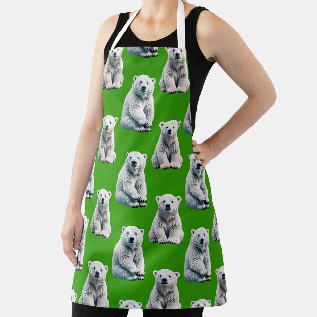 Tablier Conception de motif d'ours polaire vert  (Créateur téléchargé)