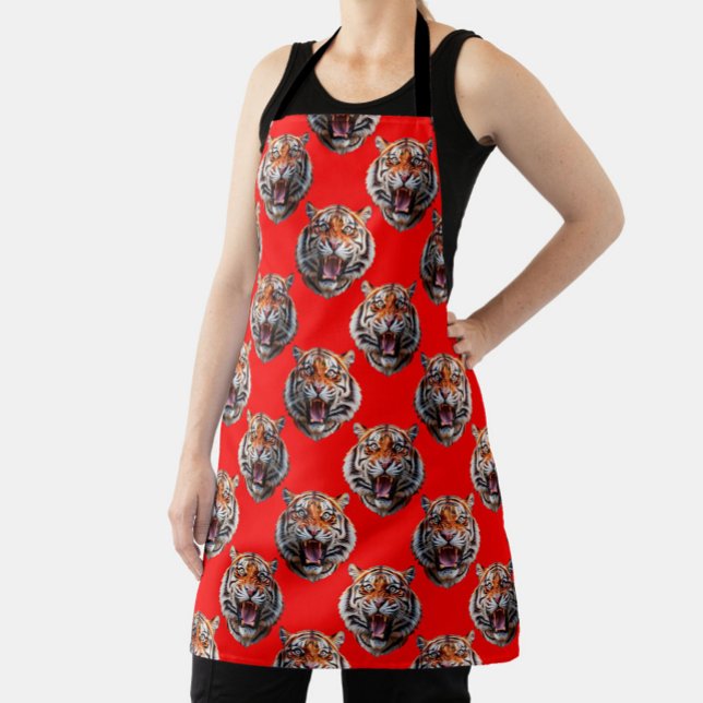 Tablier Conception de motif tête de tigre rouge (Créateur téléchargé)