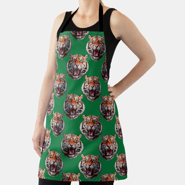 Tablier Conception de motif tête de tigre vert  (Créateur téléchargé)
