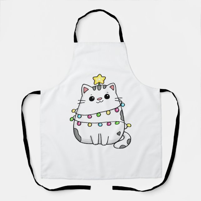Tablier Conception de Noël de chat mignon  (Recto)
