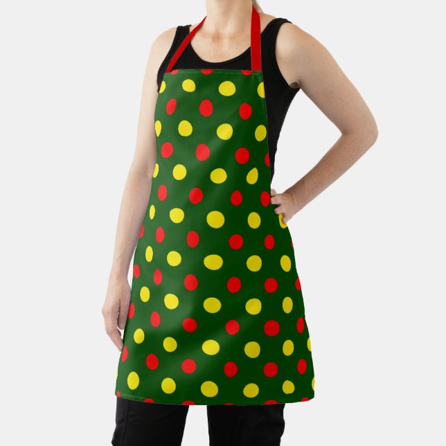 Tablier Conception de pois verts rouges jaunes  (Insitu)