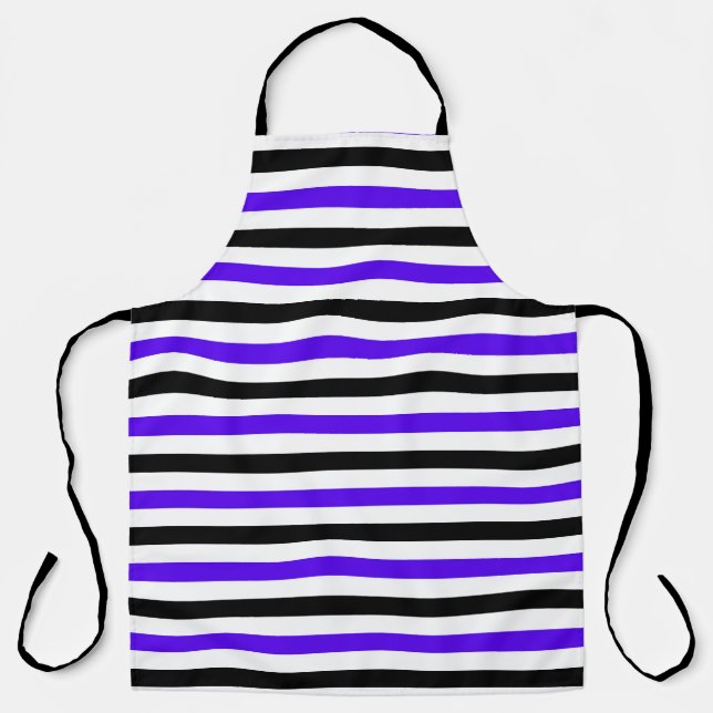 Tablier Conception de rayures blanches noires et bleues (Recto)