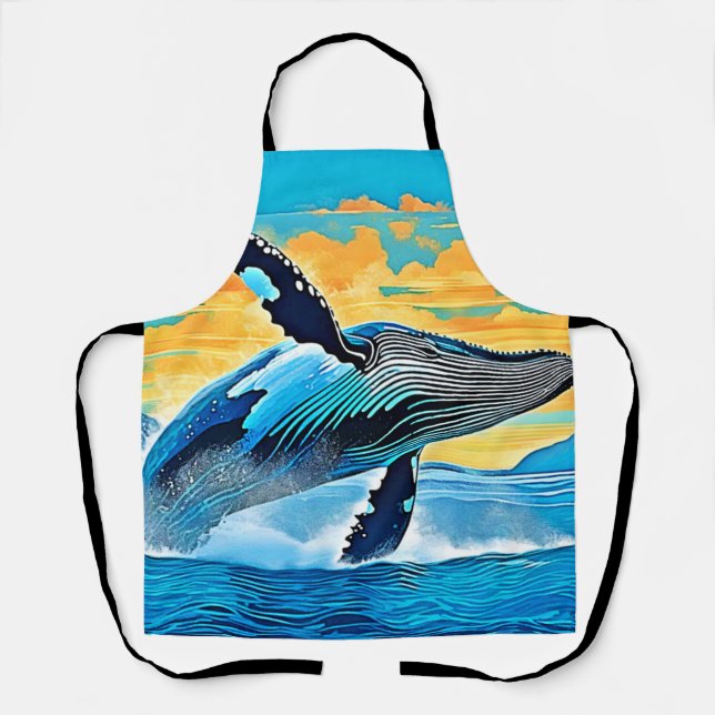 Tablier Conception de saut de liberté océanique de baleine (Recto)