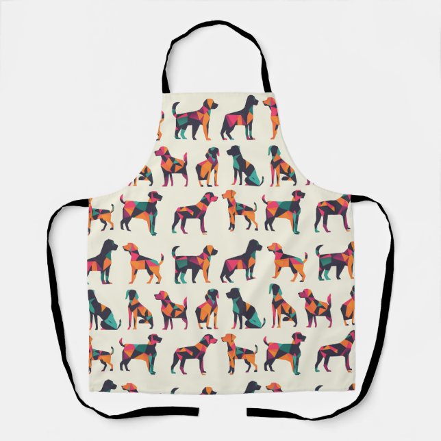 Tablier Conception de silhouettes de chiens géométriques (Recto)