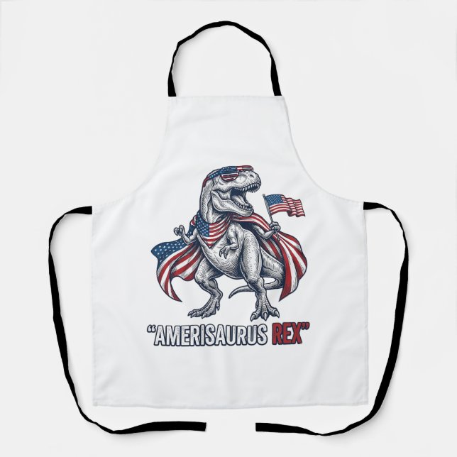 Tablier Conception de T-Shirt Blanc Patriote T-Rex Amerisa (Recto)