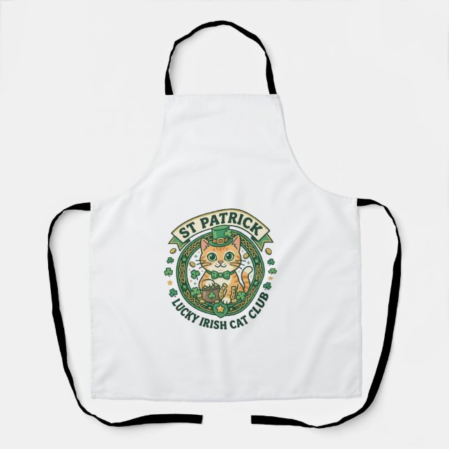 Tablier Conception de T-shirt de chat mignon irlandais cha (Recto)