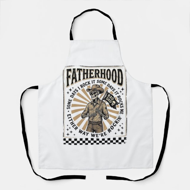 Tablier Conception de T-shirt de papa cowboy squelette vin (Recto)