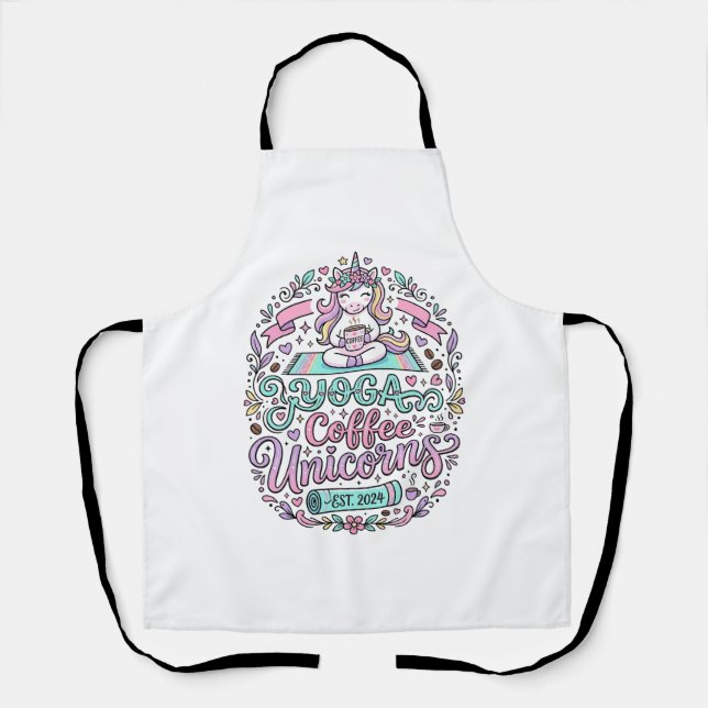 Tablier Conception de T-Shirt de Style Licorne Yoga Café L (Recto)