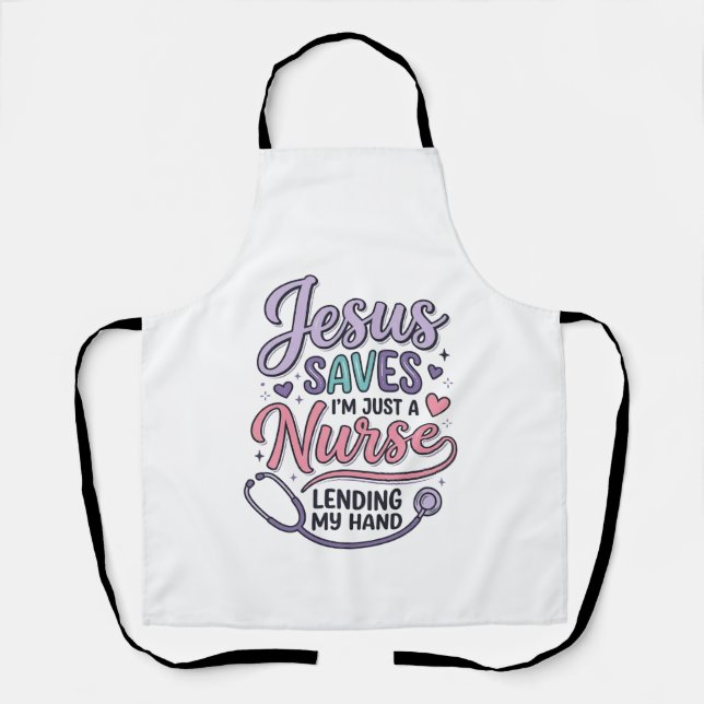 Tablier Conception de t-shirt Jésus Sauve l'infirmière Foi (Recto)