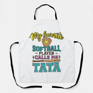 Tablier Conception de T-shirt Mon Joueur de Softball Préfé
