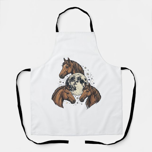 Tablier Conception de T-Shirt Vectoriel Cheval Lune Gravée (Recto)
