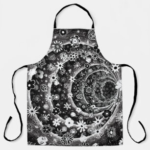 Tablier Conception de tunnel floral noir et blanc