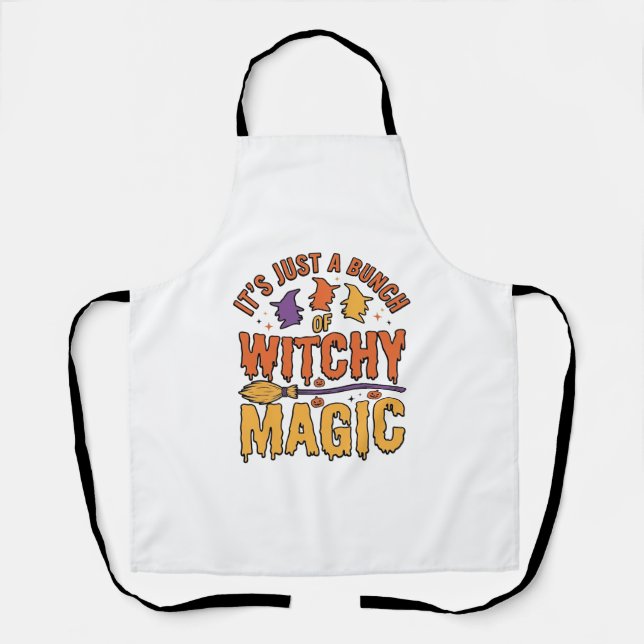 Tablier Conception de typographie Halloween magique ensorc (Recto)