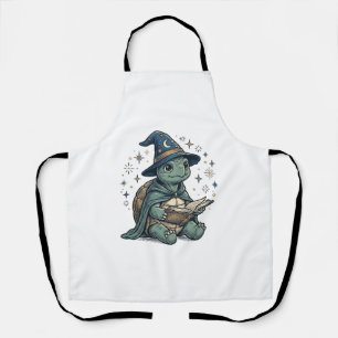 Tablier Conception de vecteur de magicien de tortue mignon