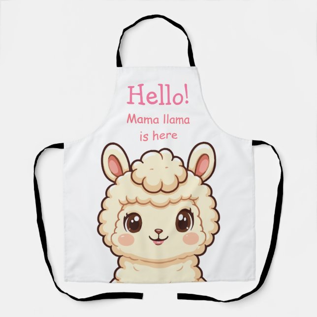 Tablier Conception d'illustration de lama mignon (Recto)