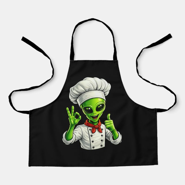 Tablier Conception drôle de chef extraterrestre Mignon cui (Recto)