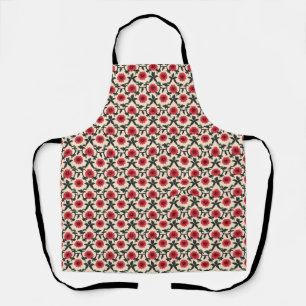 Tablier Conception florale avec des fleurs rouges et des f